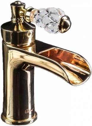 Смеситель Boheme Vogue Crystal 211-CRST для раковины однорычажный, золото