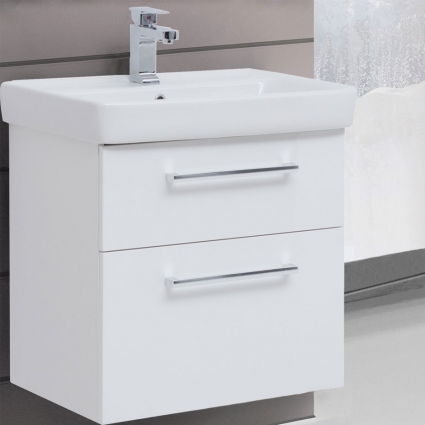 Тумба для комплекта Dreja Q max 70 белый глянец, подвесная, 2 ящика, ручки хром