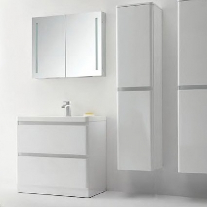 Мебель для ванной BelBagno Energia-N 80 bianco lucido напольная с ящиками, с подсветкой