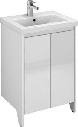 Тумба с раковиной Velvex Klaufs 50.2D белая, напольная, с дверками