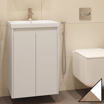 Тумба с раковиной Velvex Klaufs 50.2D белая, шатанэ, подвесная, с дверками