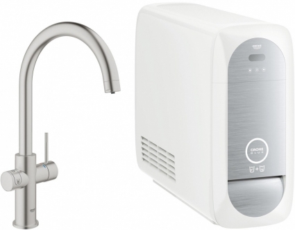 Смеситель Grohe Blue Home 31455DC0 с функцией фильтрации и газирования воды, сенсорный, сталь