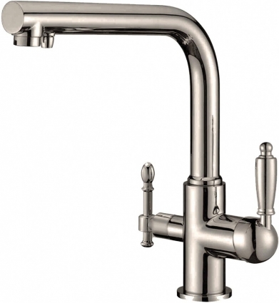 Смеситель Zorg Clean Water ZR 313 YF-33 NICKEL для кухонной мойки однорычажный, серебро