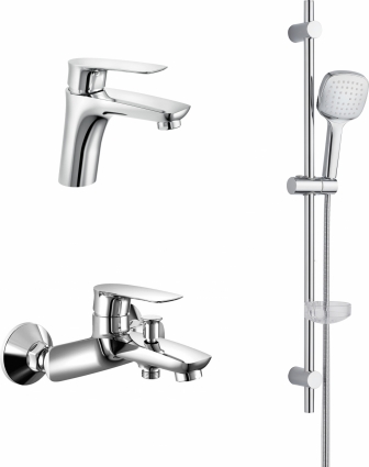 Душевой комплект Orange Mari M07-311cr два смесителя + Душевой гарнитур Orange O-Shower хром,  в современном стиле