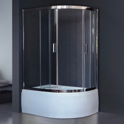 Душевой уголок Royal Bath RB 8120BK-T-CH L, с поддоном, прямоугольный-асимметричный, двери раздвижные