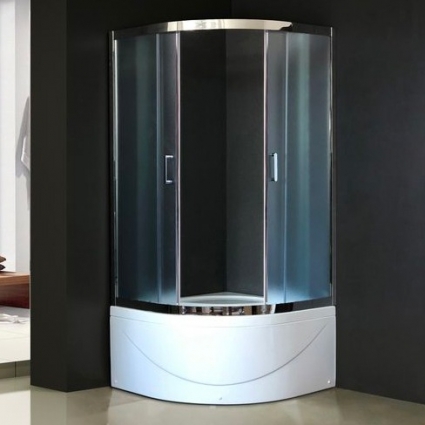Душевой уголок Royal Bath RB 100BK-C-CH с поддоном, четверть круга, двери раздвижные