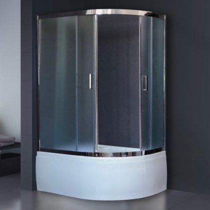 Душевой уголок Royal Bath RB 8120BK-C-CH L, с поддоном, прямоугольный-асимметричный, двери раздвижные