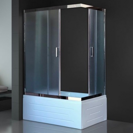 Душевой уголок Royal Bath RB 8120BP-C-СН L, с поддоном, прямоугольный, двери раздвижные