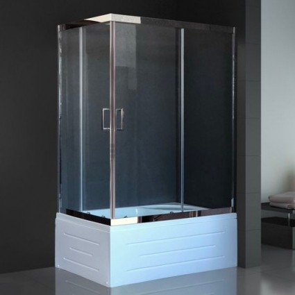 Душевой уголок Royal Bath RB 8100BP-Т-СН R, с поддоном, прямоугольный, двери раздвижные