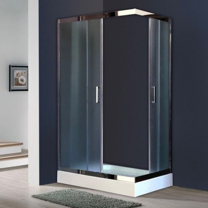 Душевой уголок Royal Bath RB 8120HP-C-СН L, с поддоном, прямоугольный, двери раздвижные