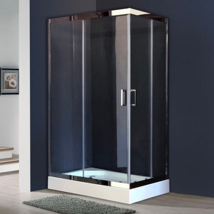 Душевой уголок Royal Bath RB 8120HP-Т-СН- L, с поддоном, прямоугольный, двери раздвижные
