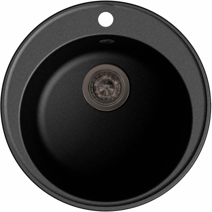 Мойка кухонная GranFest Quarz Z08 черный матовая, круглая, 48x48 см
