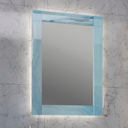 Зеркало Marka One Glass 60 blue marble прямоугольное,  в современном стиле