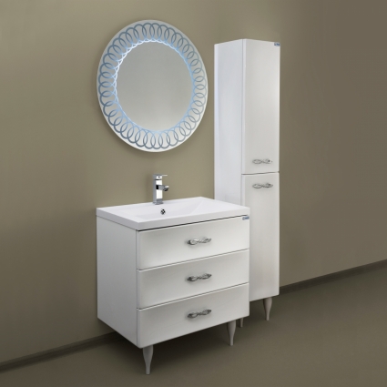 Мебель для ванной Marka One Belle 75Н Spirale White с ящиками, с подсветкой