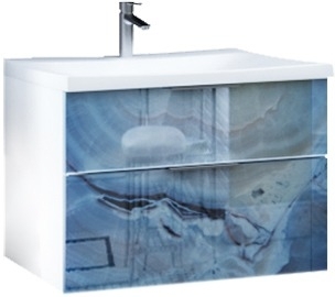 Тумба с раковиной Marka One Idalgo 75П blue marble, подвесная, с ящиками