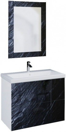 Мебель для ванной Marka One Lacio 80П black stone подвесная, с ящиками