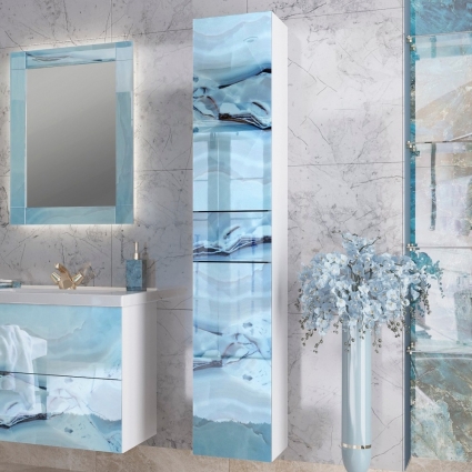 Шкаф-пенал Marka One Lacio 30П blue marble, R, подвесной, правый
