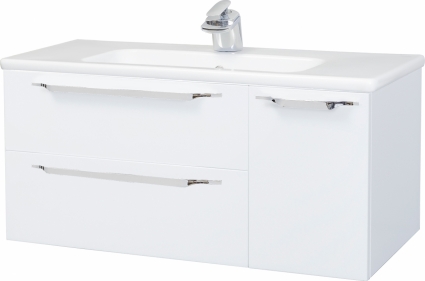 Тумба с раковиной Bellezza Луиджи 90 L, подвесная, левая, ручки хром