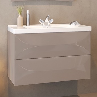 Тумба с раковиной Marka One Elegant 80П cappuccino, подвесная, с ящиками