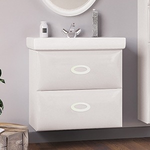 Тумба с раковиной Marka One Arrondi 60П white, подвесная, с ящиками