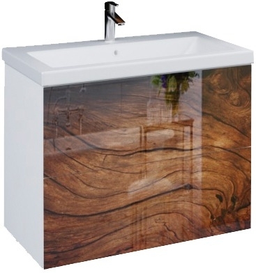 Тумба с раковиной Marka One Lacio 80П wood, подвесная, с ящиками