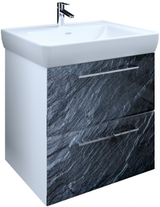 Тумба с раковиной Marka One Visbaden 60П black stone, подвесная, с ящиками