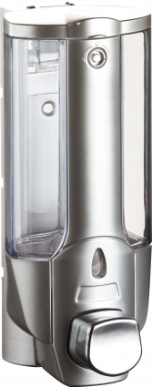 Диспенсер для мыла Axentia 282446 хром механический, округлый, 7.8x7.5x19 см