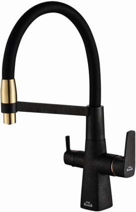Смеситель Steel Hammer SH 818-6 BLACK BR для кухонной мойки однорычажный, высота излива 20.3 см
