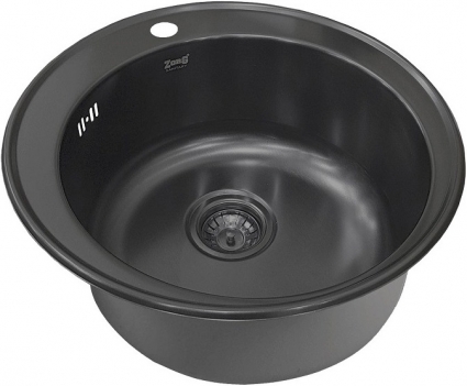 Мойка кухонная Zorg Light SZR-510/205 GRAFIT брашированная, круглая, 51x51 см