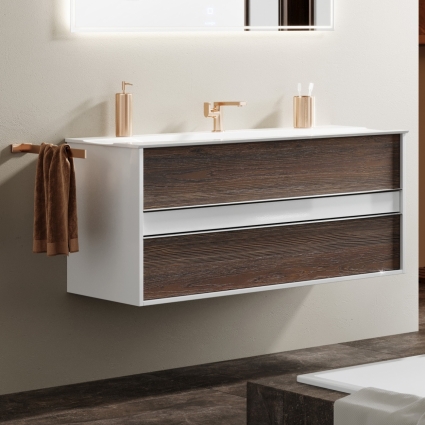 Тумба с раковиной Clarberg Evolution 100 крафт темный, подвесная, с ящиками