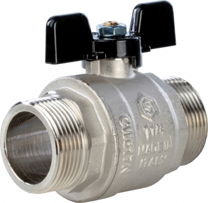 Шаровый кран Stout SVB-0006 1 1/4 нар-нар, полнопроходной, ручка бабочка