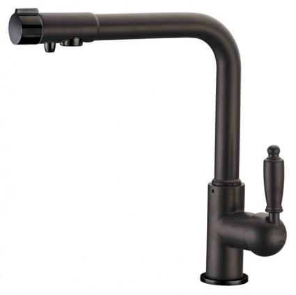 Смеситель Zorg Clean Water ZR 320 YF-33 черный металл для кухонной мойки однорычажный, высота излива 26.5 см