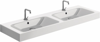 Раковина Kerasan Cento 3536 140 см, двойная, цвет белый, прямоугольная