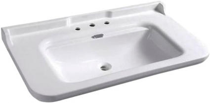Раковина Kerasan Waldorf 4140 с 3 отверстиями, цвет белый, прямоугольная