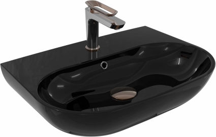 Раковина Bien Vokha MDLS05501FD1B9000 55 см, черная глянец, цвет черный, овальная