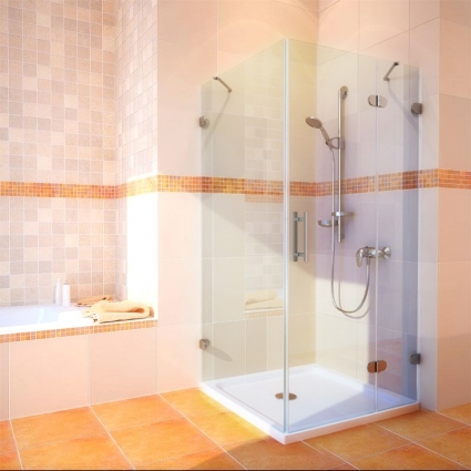 Душевой уголок GuteWetter Lux Square GK-003 правый 100x100 см стекло бесцветное 6-8, фурнитура хром, квадратный, двери распашные