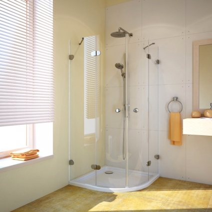 Душевой уголок GuteWetter Lux Meliori GK-002 90x90 см стекло бесцветное, фурнитура хром, четверть круга, двери распашные