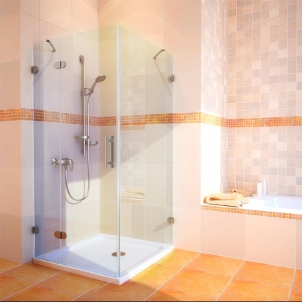 Душевой уголок GuteWetter Lux Square GK-003 левый 90x90 см стекло бесцветное 6-8, фурнитура хром, квадратный, двери распашные