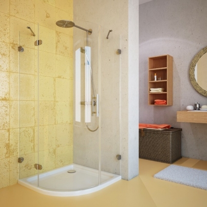 Душевой уголок GuteWetter Lux Meliori GK-001 левый 100x100 см стекло бесцветное, фурнитура хром, четверть круга, двери распашные