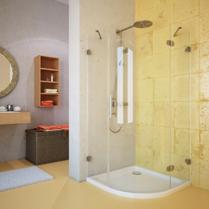 Душевой уголок GuteWetter Lux Meliori GK-001 правый 90x90 см стекло бесцветное, фурнитура хром, четверть круга, двери распашные
