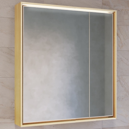 Зеркало-шкаф Raval Frame 75 дуб сонома, с подсветкой, прямоугольное, с дверками