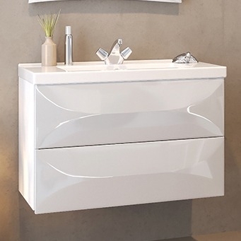 Тумба с раковиной Marka One Elegant 80П white, подвесная, с ящиками