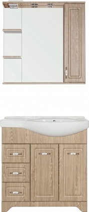 Мебель для ванной Style Line Олеандр-2 82 L, напольная, люкс, карпатская ель, левая, ручки бронза