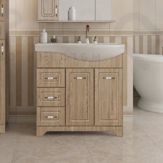 Тумба с раковиной Style Line Олеандр-2 82 L, напольная, люкс, карпатская ель, левая, ручки бронза