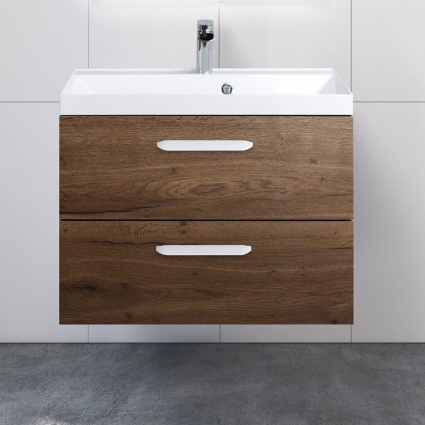 Тумба с раковиной BelBagno Aurora 70 rovere tabacco, подвесная, с ящиками