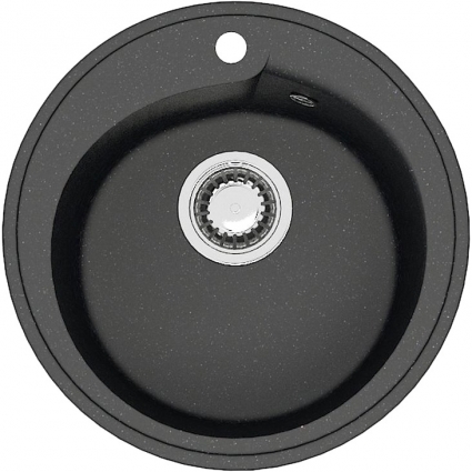 Мойка кухонная ZETT lab. T004Q004 черная матовая, круглая, 43.5x43.5 см