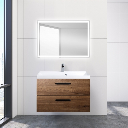 Мебель для ванной BelBagno Aurora 80 rovere tabacco подвесная, с ящиками