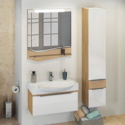 Мебель для ванной Comforty Самара 76 кофе полоска подвесная, ручки хром