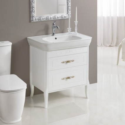 Тумба для комплекта BelBagno Prado PIA2 80 bianco lucido напольная, с ящиками