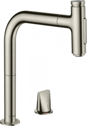 Смеситель Hansgrohe Metris Select 73818800 для кухонной мойки однорычажный, сталь